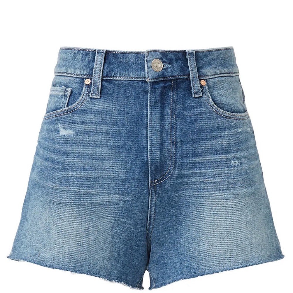 PAIGE Margot Blue High-Rise Denim Cutoff Shorts
